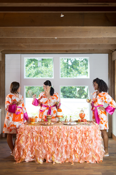 Bridesmaids Luncheon - Bridesmaids - North Carolina Wedding Planner - northCarolina event Planner - Orange and Pink decor