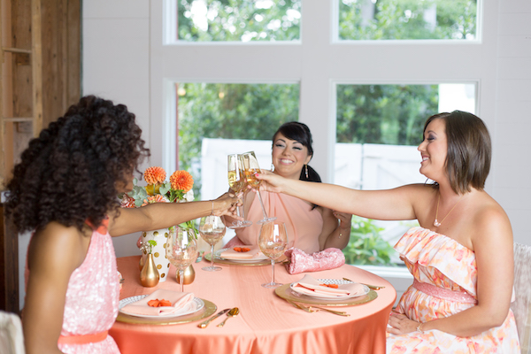 Bridesmaids Luncheon - Bridesmaids - North Carolina Wedding Planner - northCarolina event Planner - Orange and Pink decor