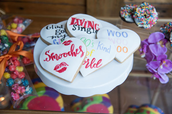 Living Single - colorful dessert display - colorful custom cookies for events