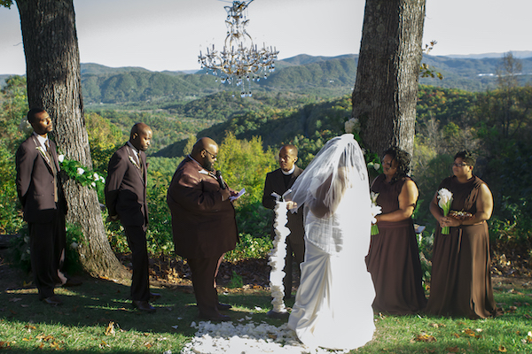 Outdoor wedding ceremony - outdoor North Carolina wedding ceremony - bride and groom - black bride and groom - North Carolina Intimate Gathering - North Carolina 