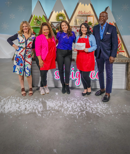 Shaunda Eggleston and the judges on the set of The Design Network's show Sleighed 